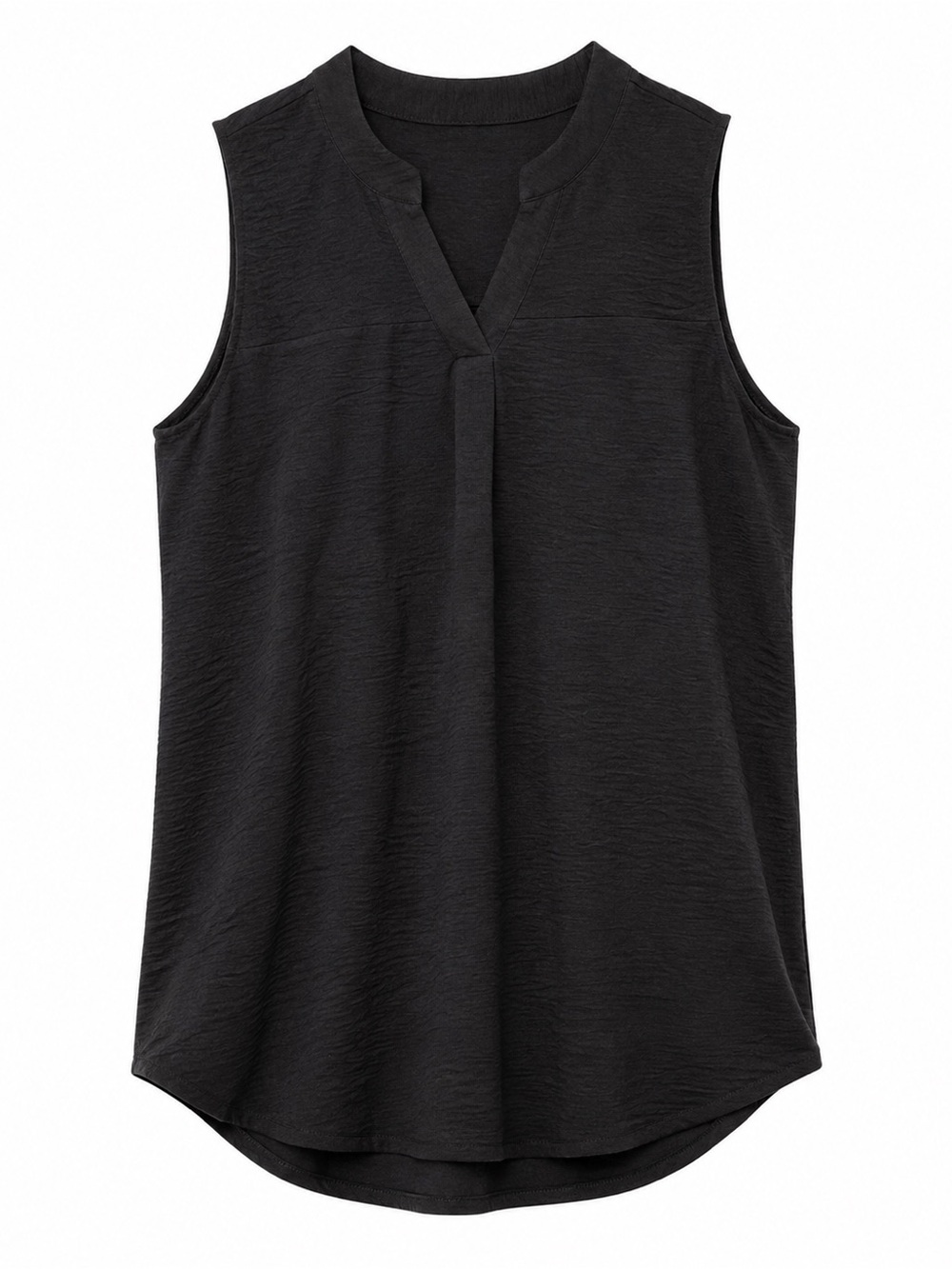 Sleeveless V-Neck Black Women's Top